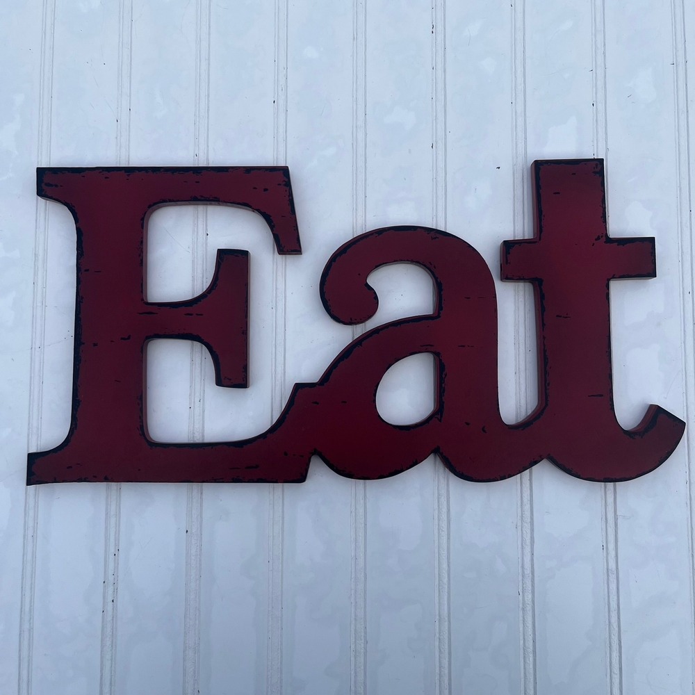Hobby Lobby Eat Wood Wall Sign Red Distressed Farmhouse Kitchen Decor 16 Inch